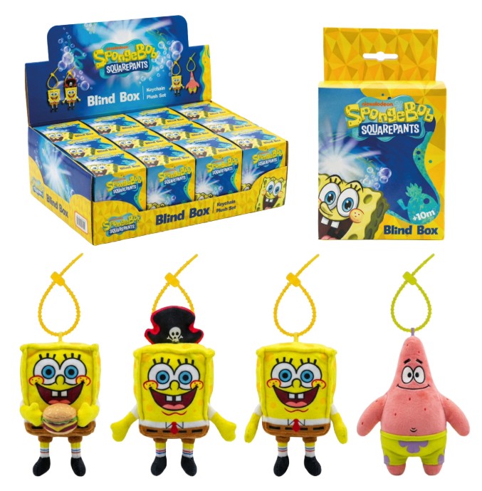 (Mis 0) Spongebob Peluche – GIFT Portachiavi (con laccio in silicone) 10cm – In Blind Box – 4ass In espo da 12pz…x12